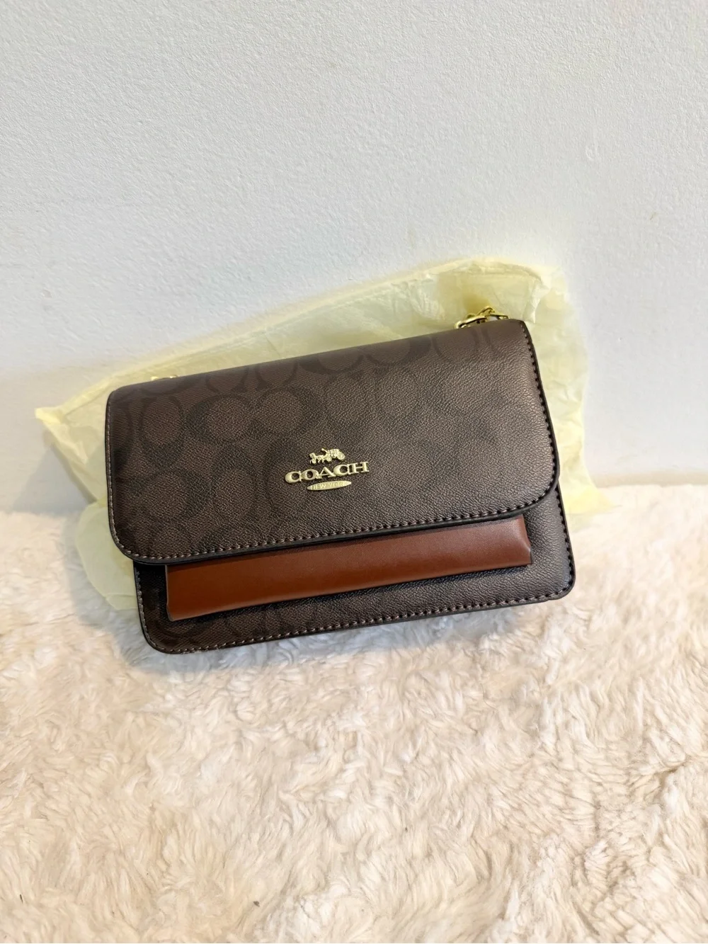 COACH Brown Signature Canvas and Saddle Leather Crossbody