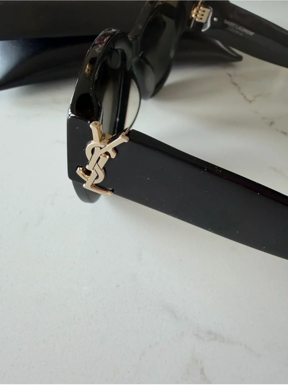 Saint Laurent Black Sunglasses with Gold YSL Monogram