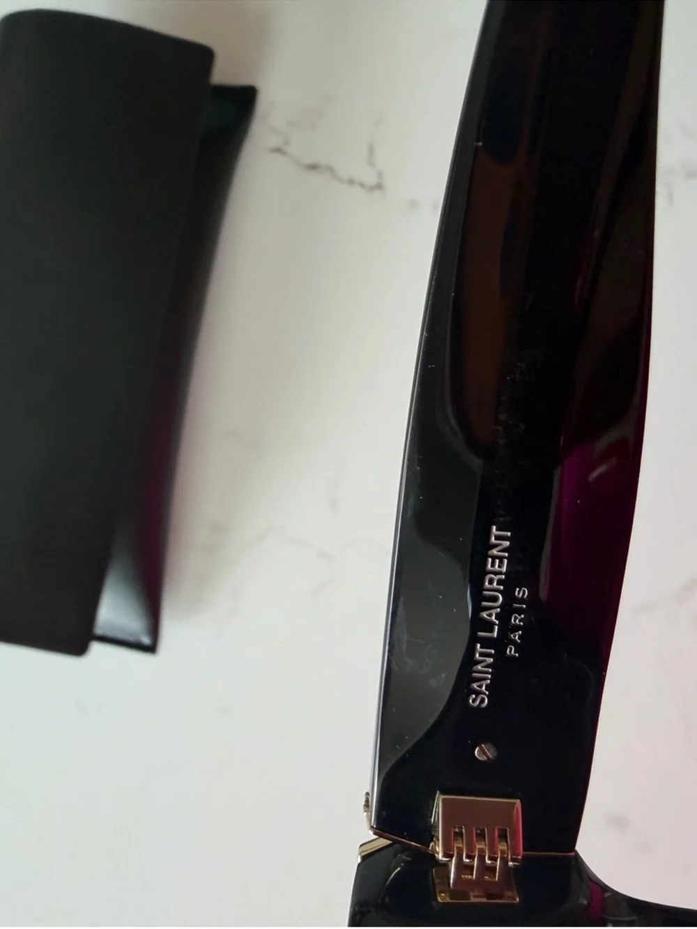 Saint Laurent Black Sunglasses with Gold YSL Monogram