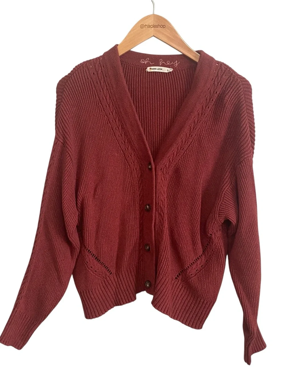 Marine Layer Woold Blend V Neck Orange Knit Robin Cardigan Sweater Size Small