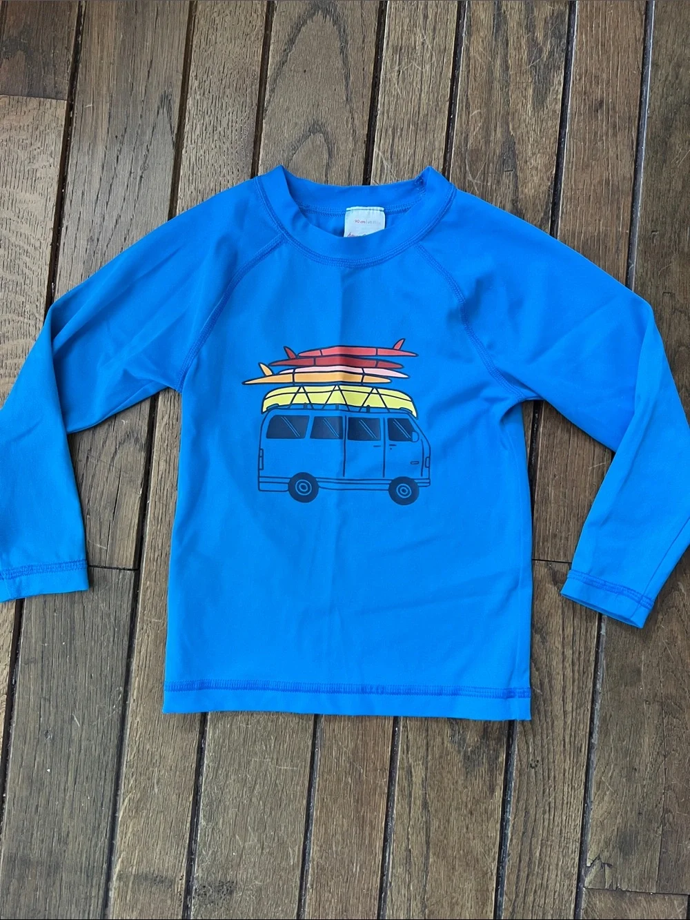 Hanna Andersson Blue Surf Van Long Sleeve Swim Top Rashguard Size 3T