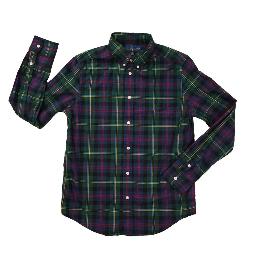 Ralph Lauren Button Up Shirt Boy's XL 18-20 Multicolor Plaid Preppy School
