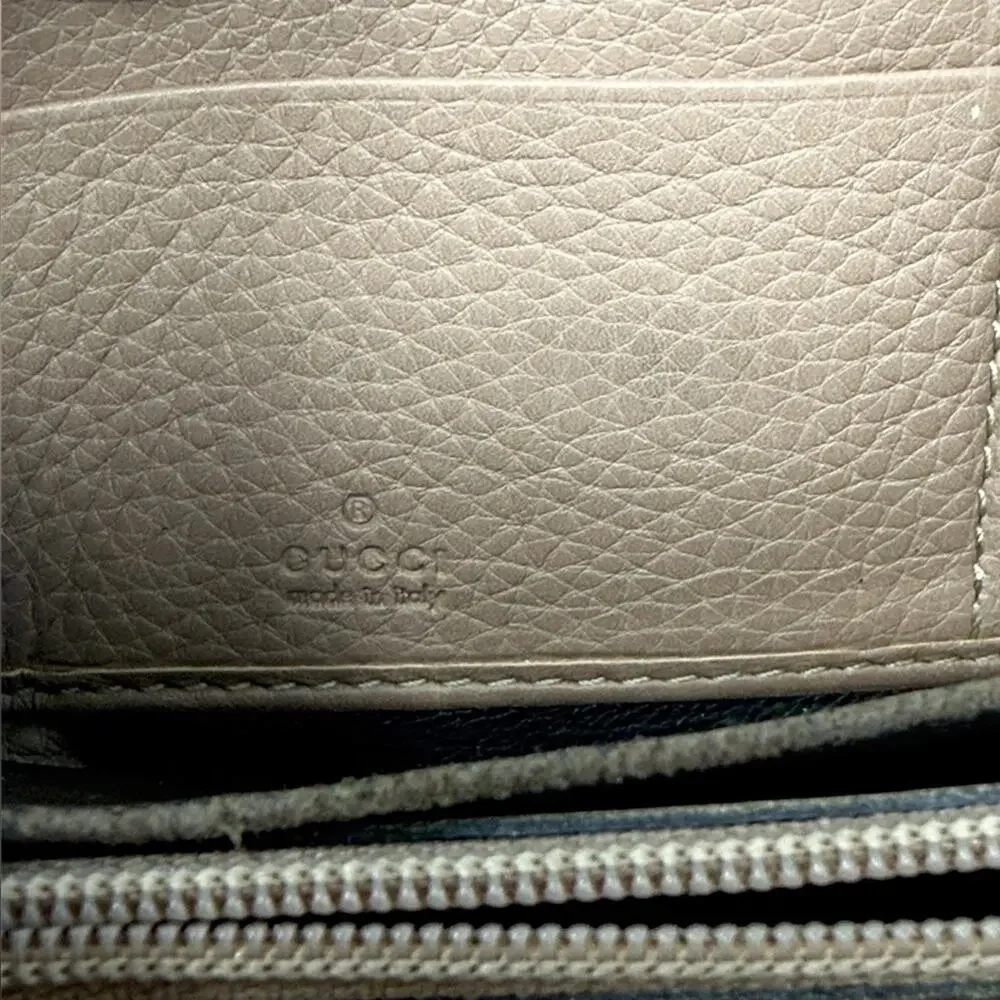 Gucci Leather Bamboo Tassel Bow Zip Brown Taupe Beige Continental Wallet