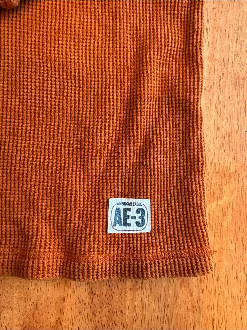 American Eagle Outfitters Men's Waffle Crewneck Sweater - Rust Orange Mens XXL