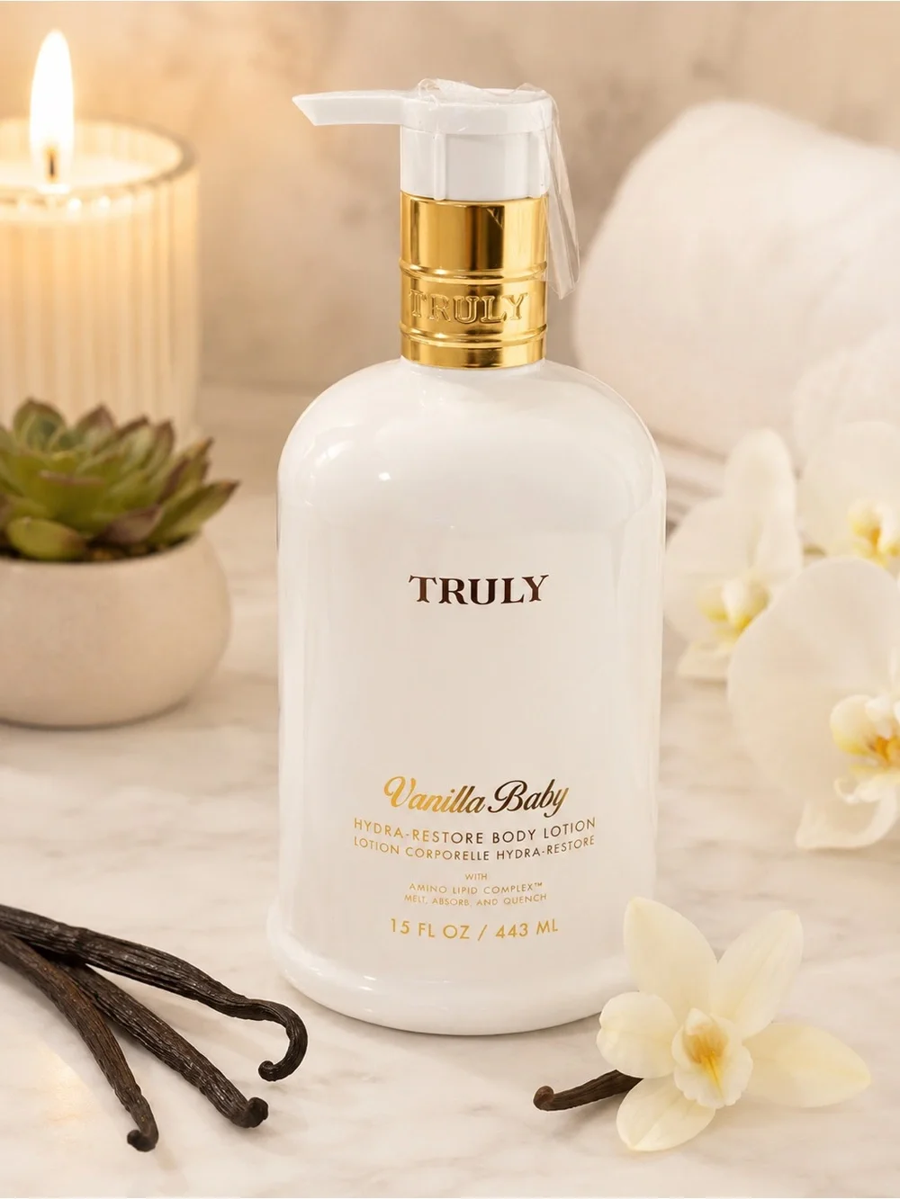 TRULY Vanilla Baby Hydra-Restore Body Lotion | 15 fl oz / 443 m
