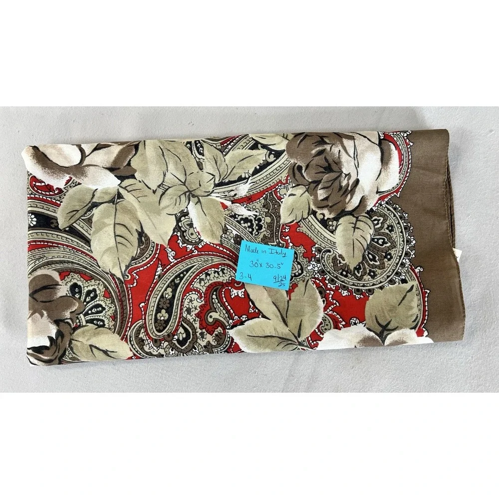 Vintage Made In‎ Italy Scarf Polyester Floral Multicolor 30