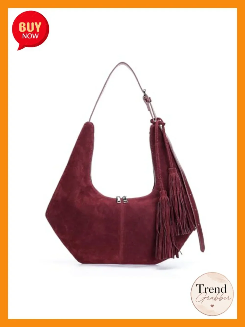 Faux Suede Tassel Hobo Shoulder Crossbody Bag