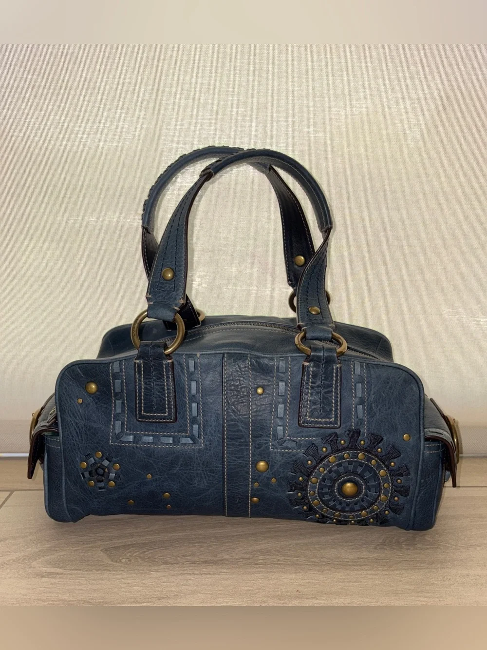 RARE Limited Edition Coach Mia Satchel – Style 10064 – Ink Blue Leather