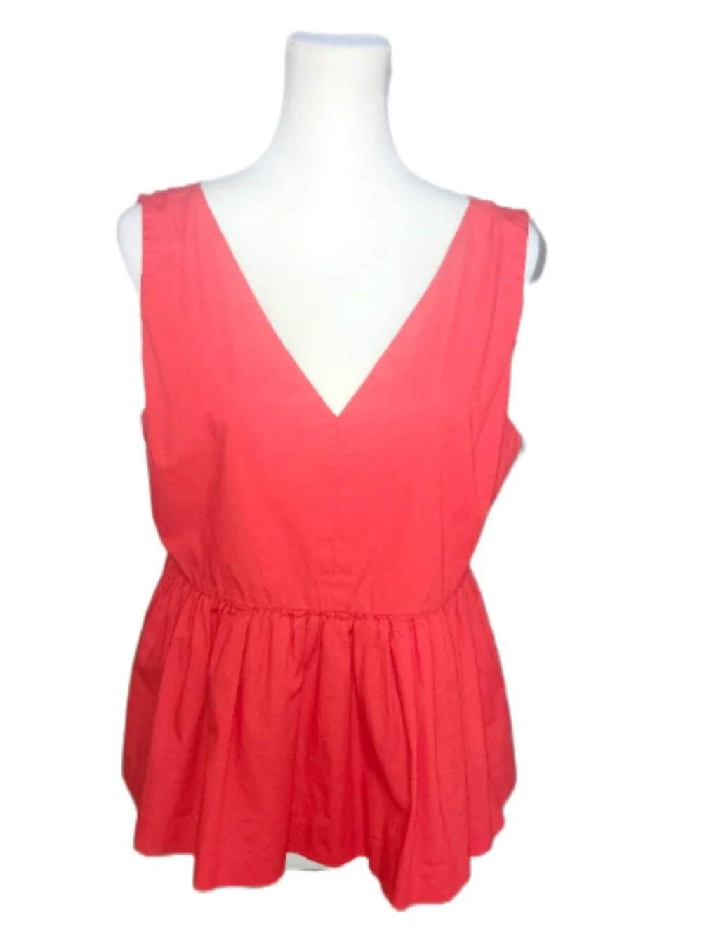 J. Crew Always Zipper Back Coral Orange V-neck Peplum Tank Top, 8