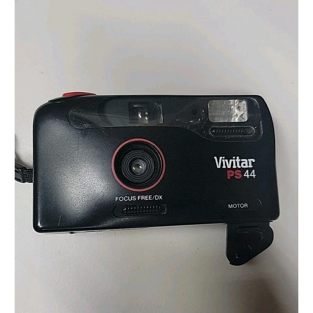 Vtg Vivitar PS44 Focus Free DX Flash Motorized 35mm Camera - Tested Works