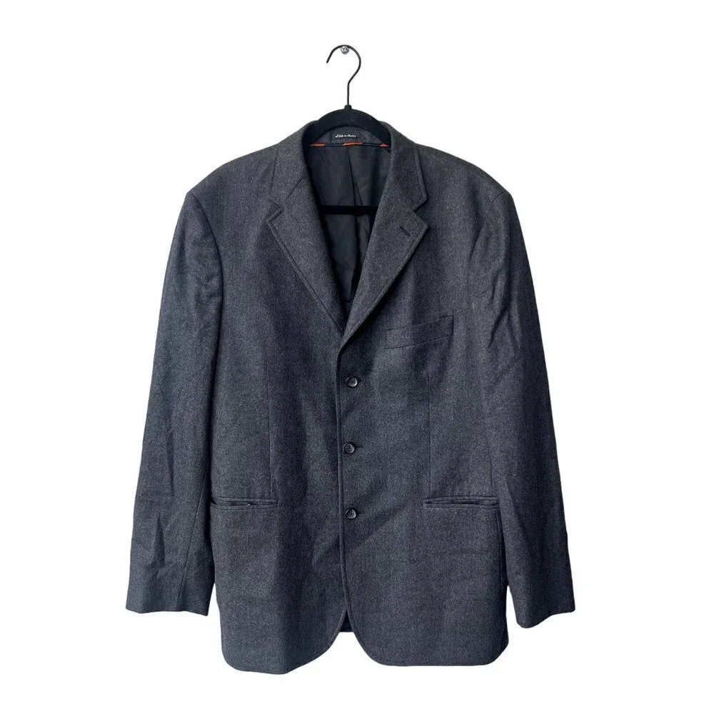 J.Crew Mens Wool Sz42 Grey‎ Three Button Blazer Jacket