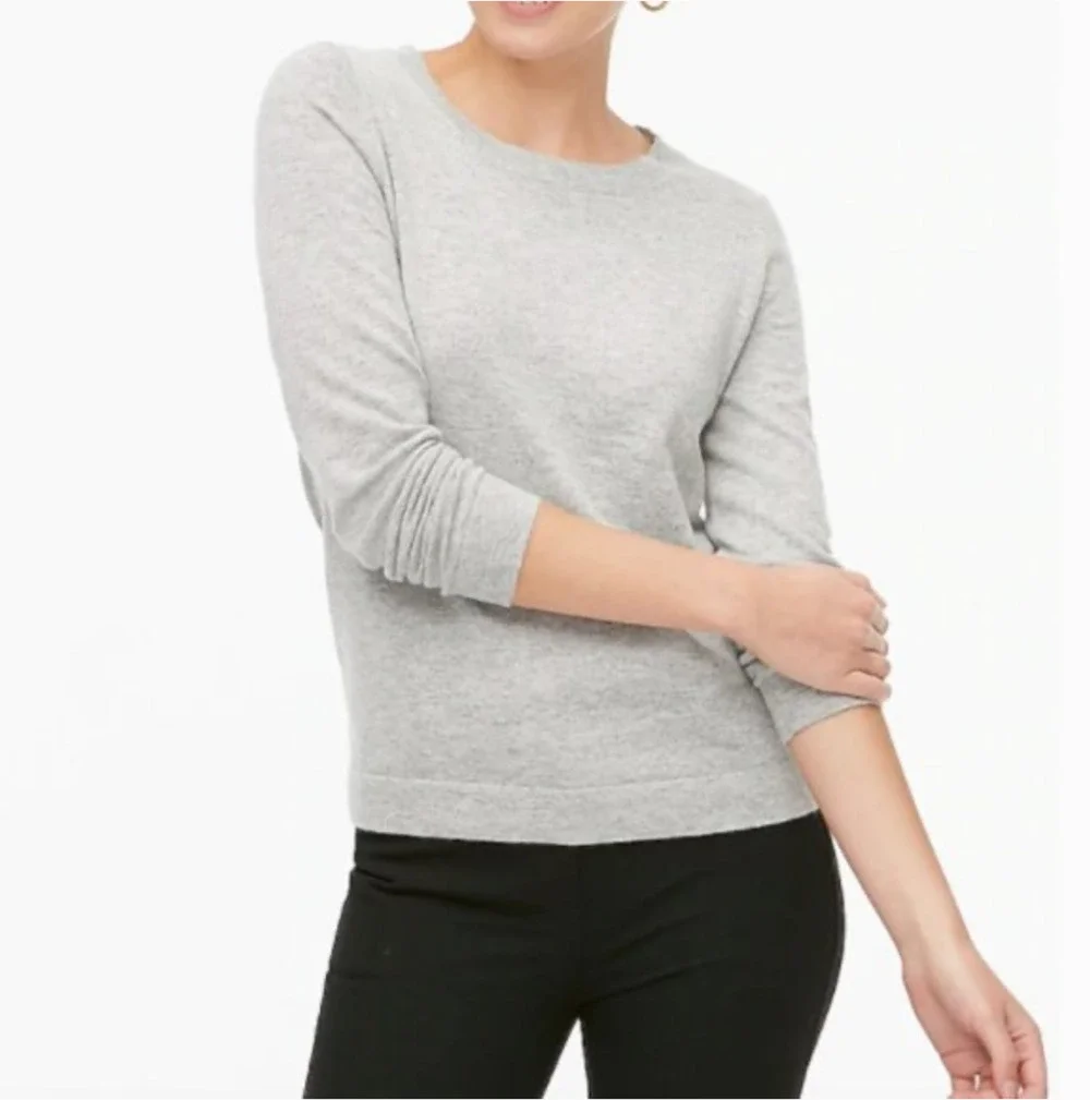 J. Crew Cotton Wool Blend Teddie Sweater Heather Dove Gray F5199 Size S