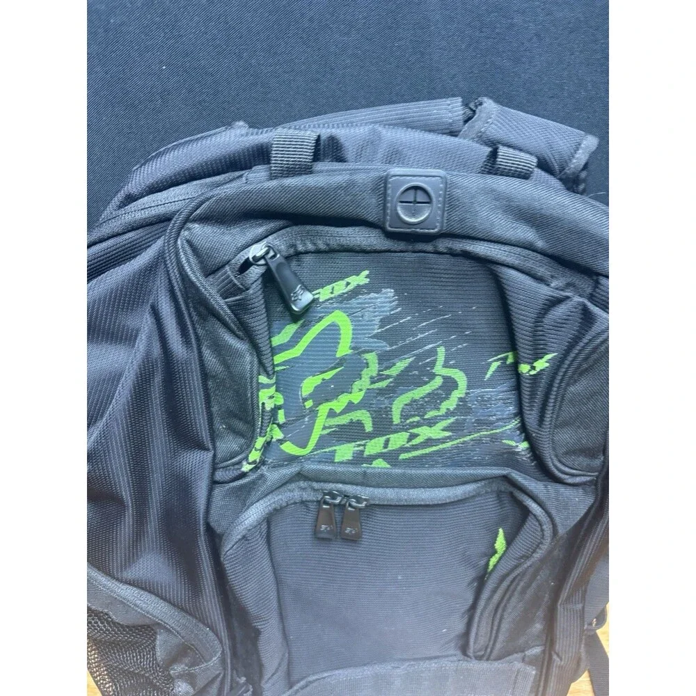FOX Racing Backpack Multiple Pockets Y2K Skateboarding Racing School Green Black