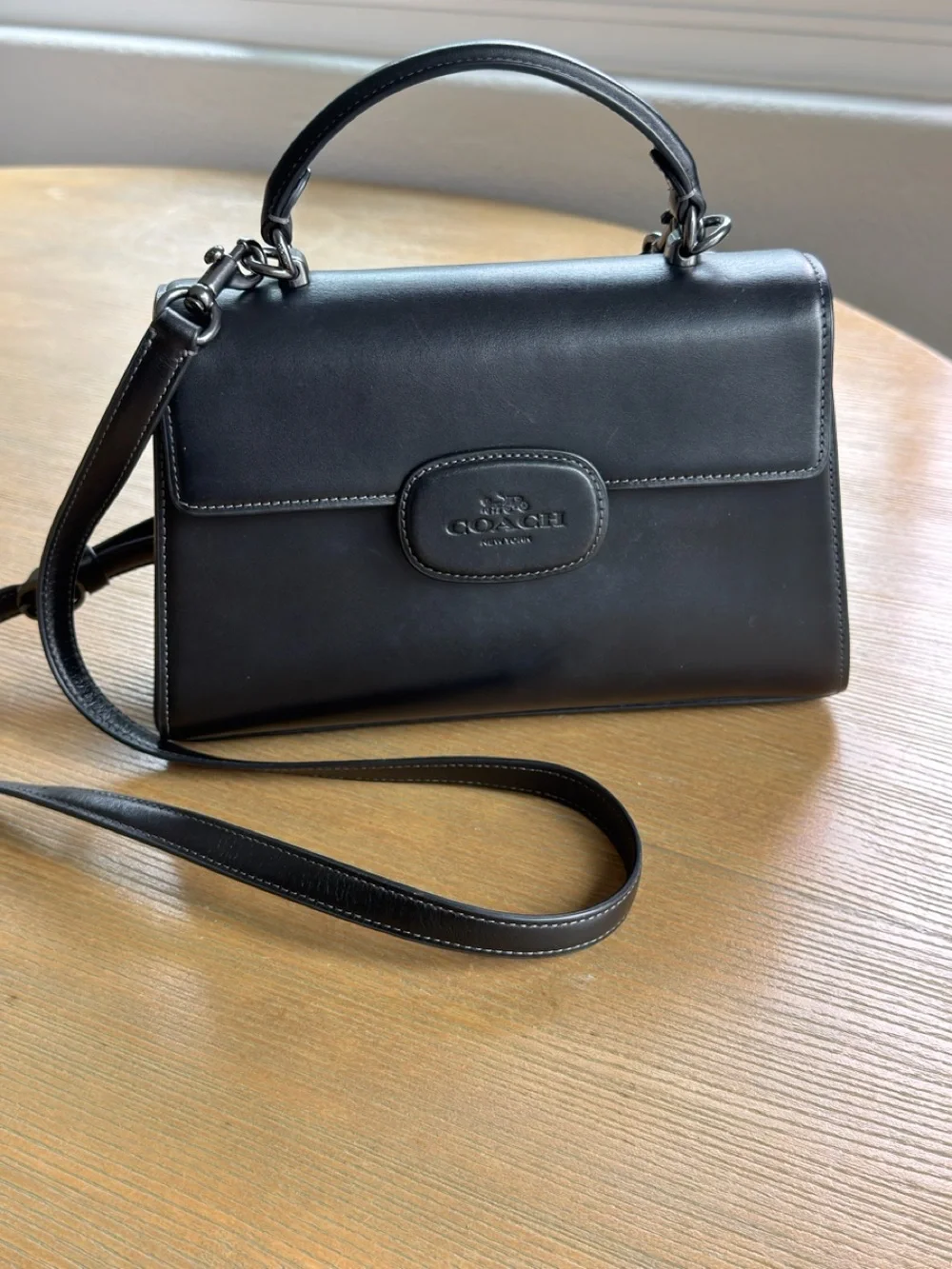 Coach Eliza Black Leather Top-Handle Crossbody Bag