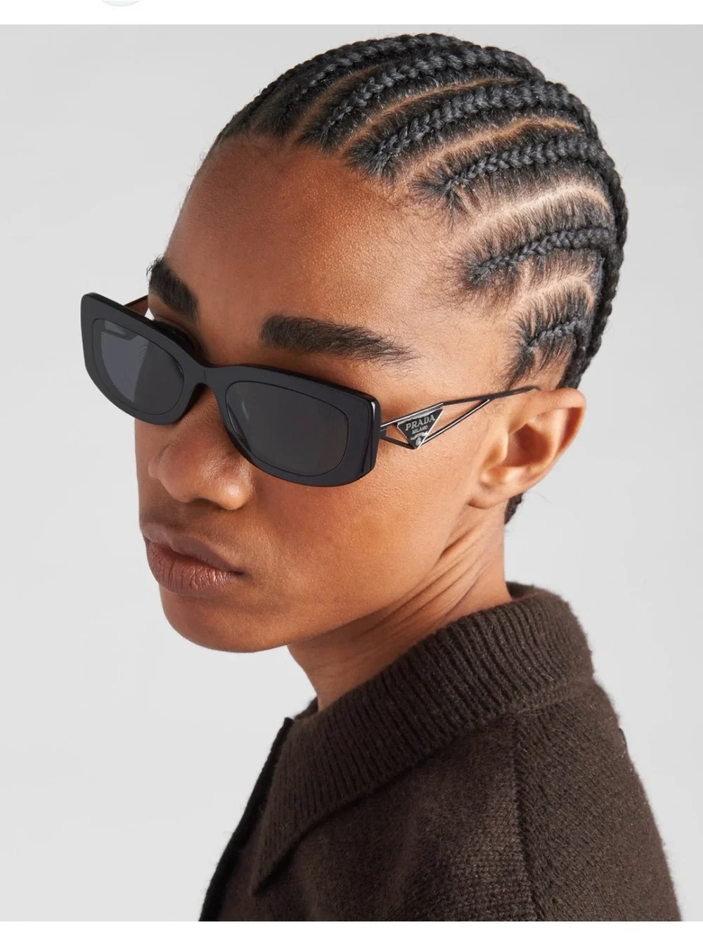 Prada Black Cat-Eye Sunglasses with Logo Temple Accent