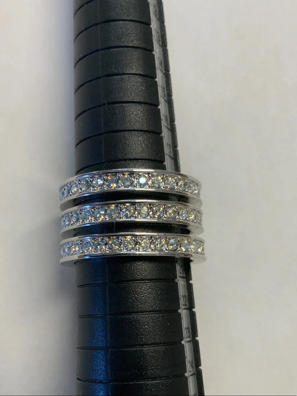 Swarovski Silver Three-Row Crystal Band - White