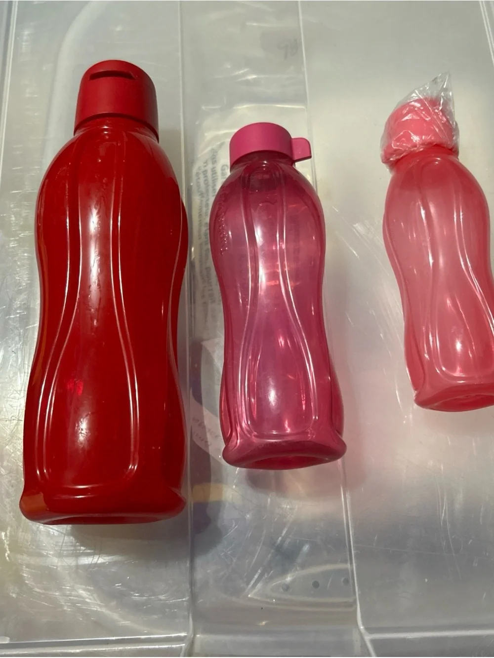 Tupperware Red and Pink Water Bottles Set