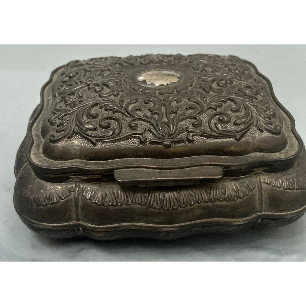 Vintage Godinger Silver Plated Red Velvet Lined Jewelry Box Trinket Box