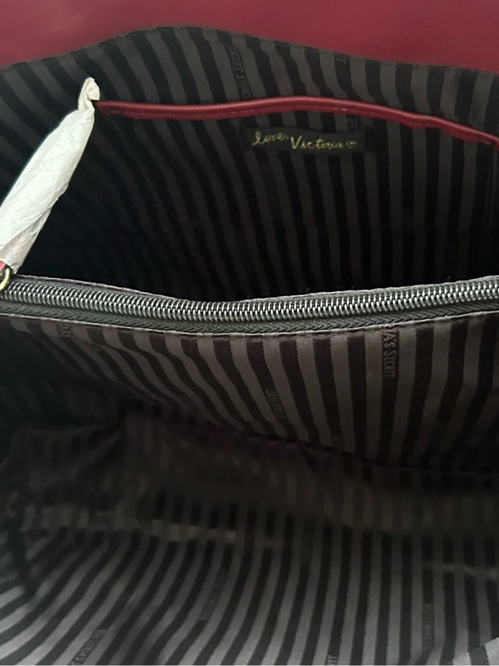 Victoria’s Secret Burgundy Velvet Tote Bag Gold Chain Shoulder Purse