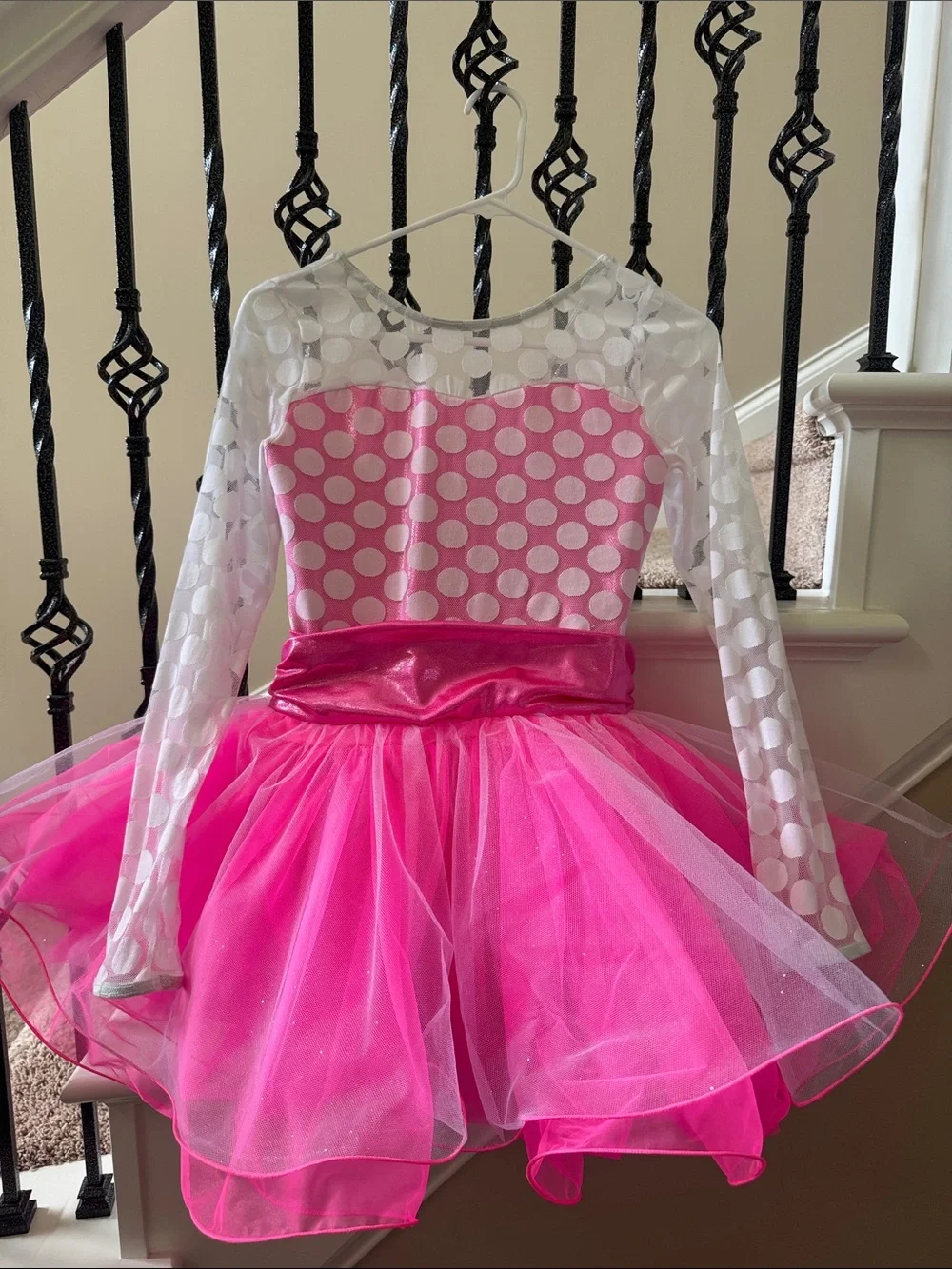 Weissman Hot Pink Polka Dot Tulle Dance Costume