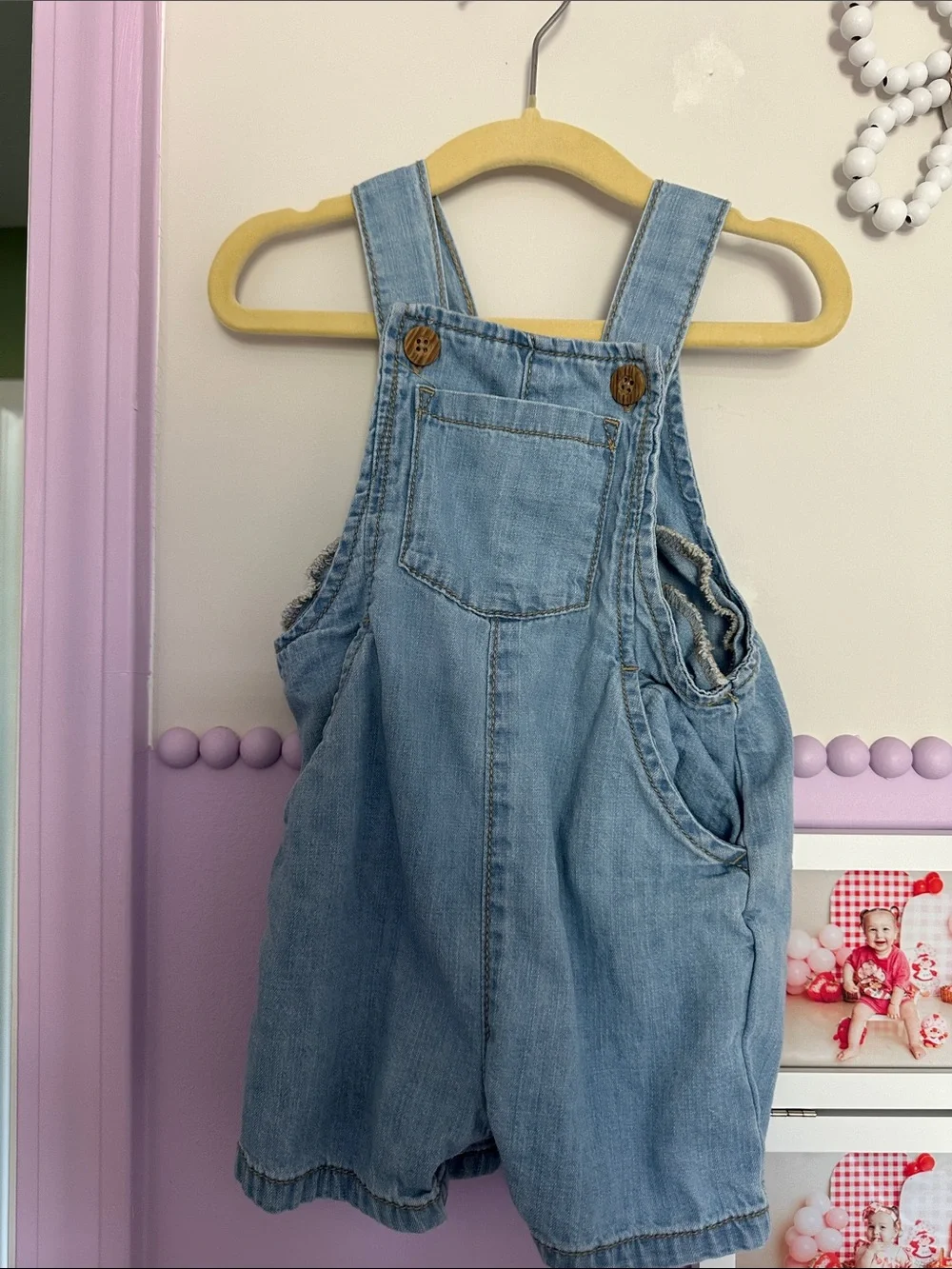 Carter's Light Blue Denim Short Overalls
