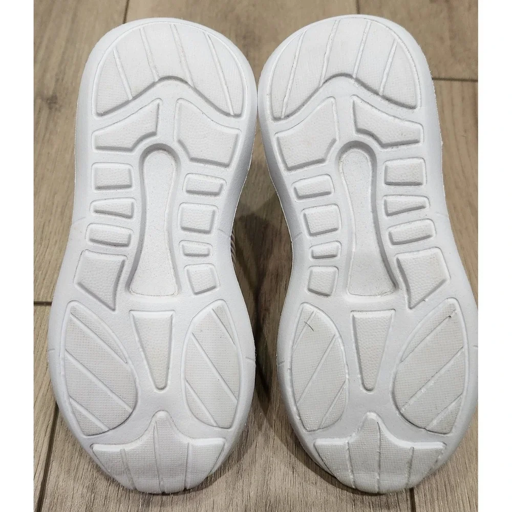 CHILDRENS PLACE Girls 13 White Silver Holographic Running Sneaker Shoes No Laces