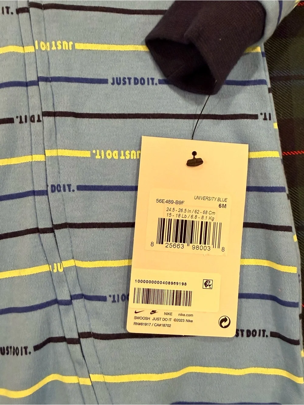 NWT Nike Blue Striped Baby Onesie