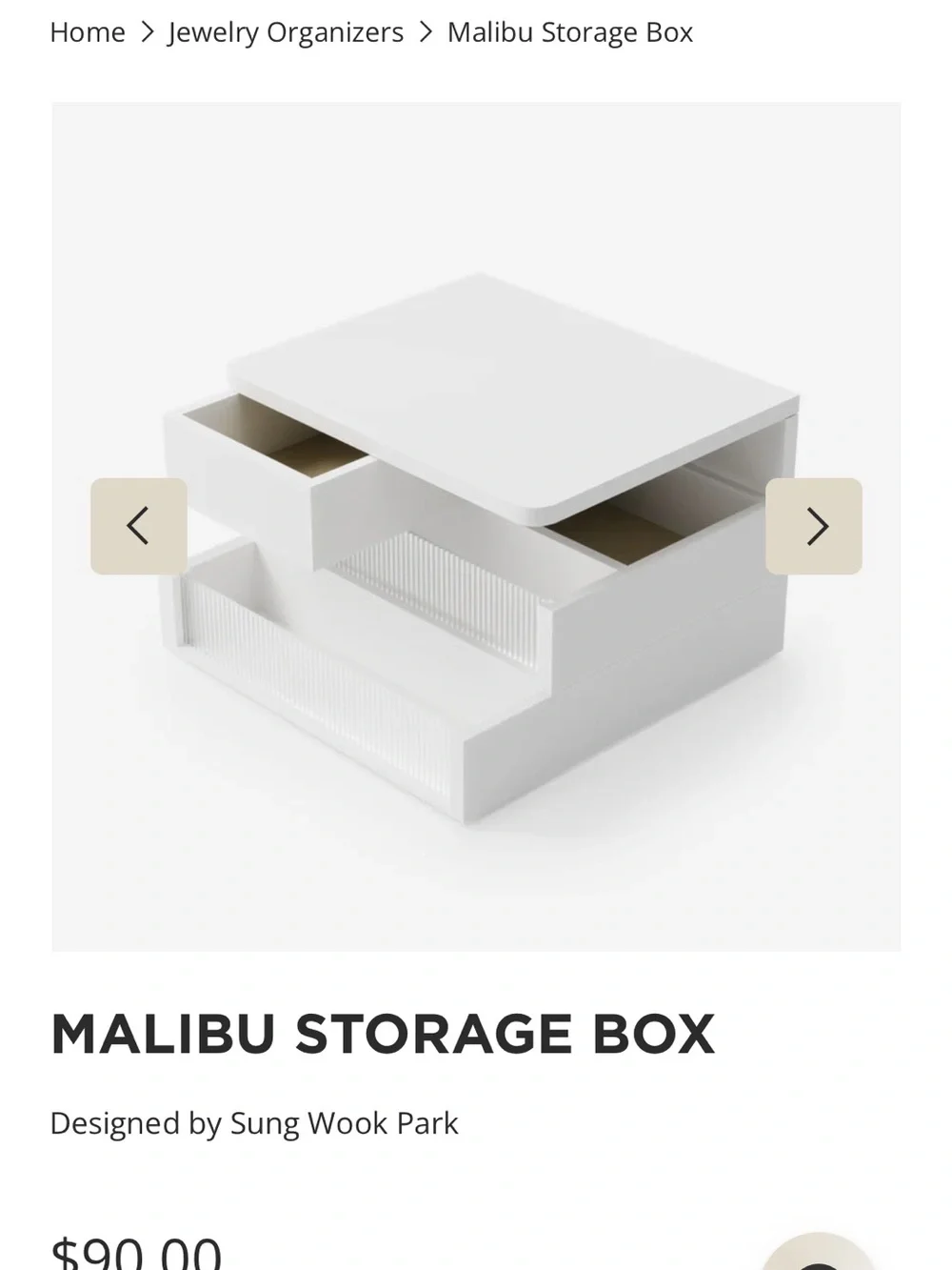 Umbra Malibu Storage Box Jewelry Organizer in White