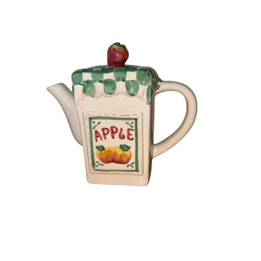 Vintage Vigor Intl Apple-Themed Ceramic Teapot‎ Rustic Decor 7