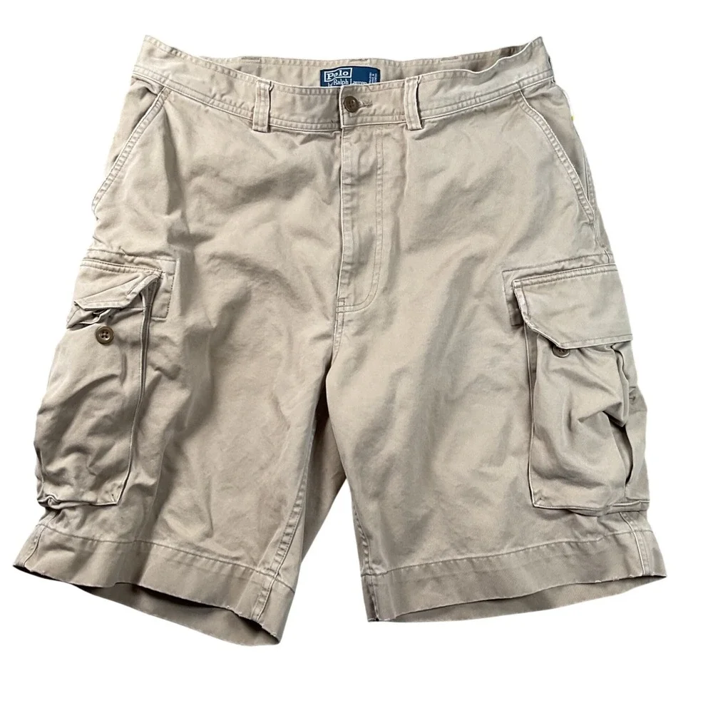 Polo Ralph Lauren‎ Cargo Shorts Mens 36 Tan Khaki Good Cotton Utility Twill