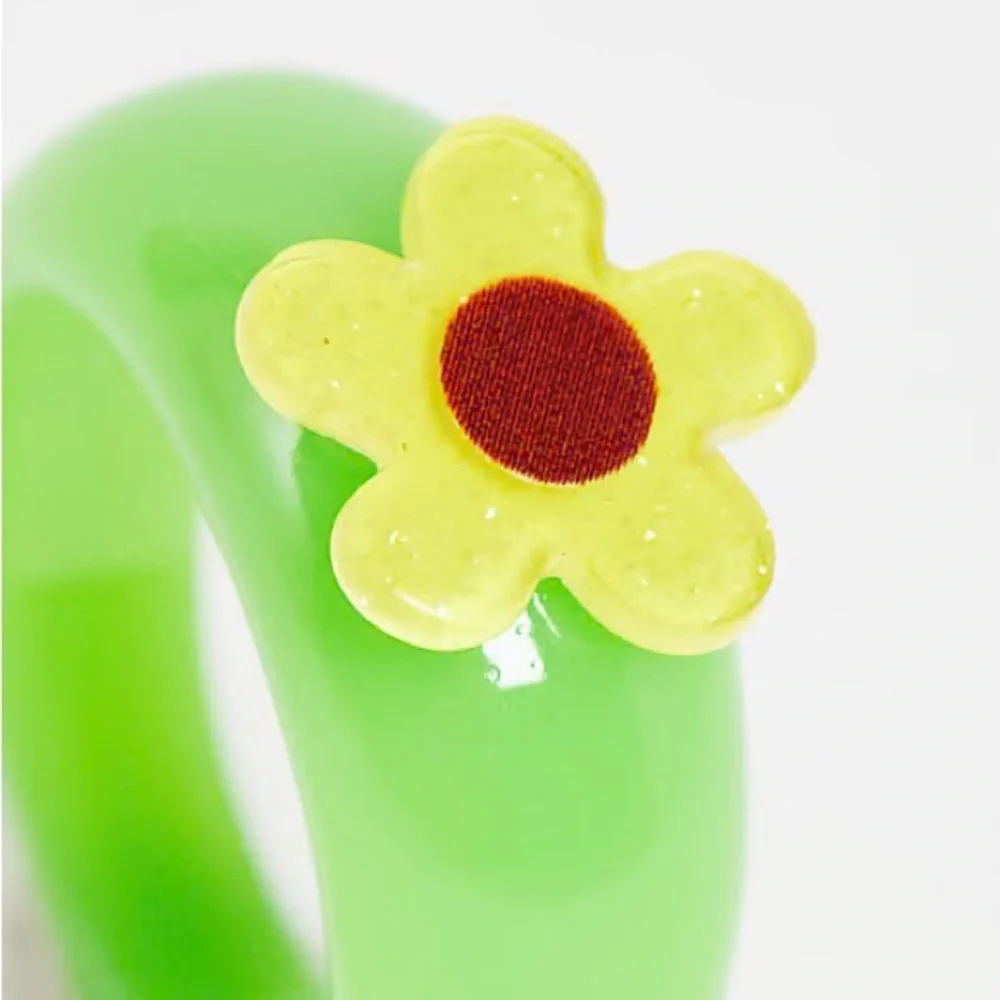 ASOS DESIGN Yellow + Green Flower Ring