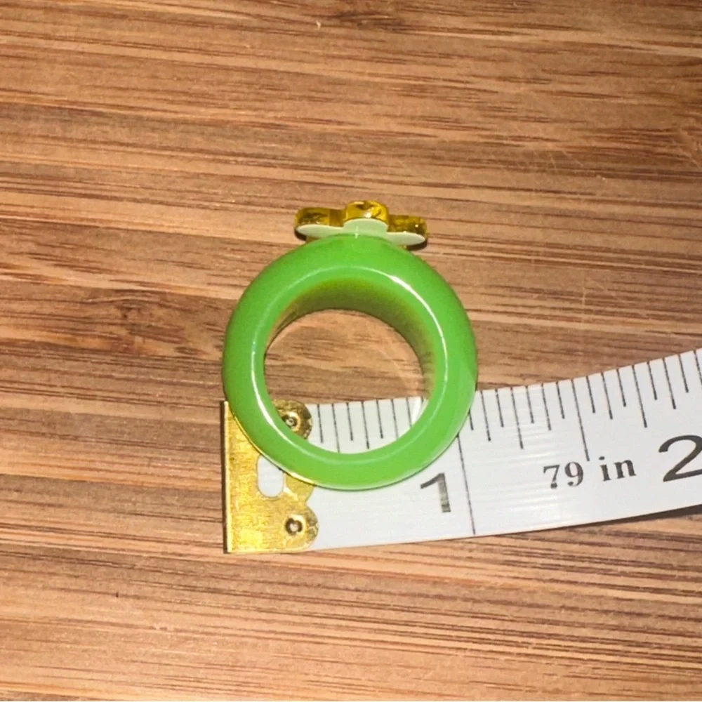 ASOS DESIGN Yellow + Green Flower Ring