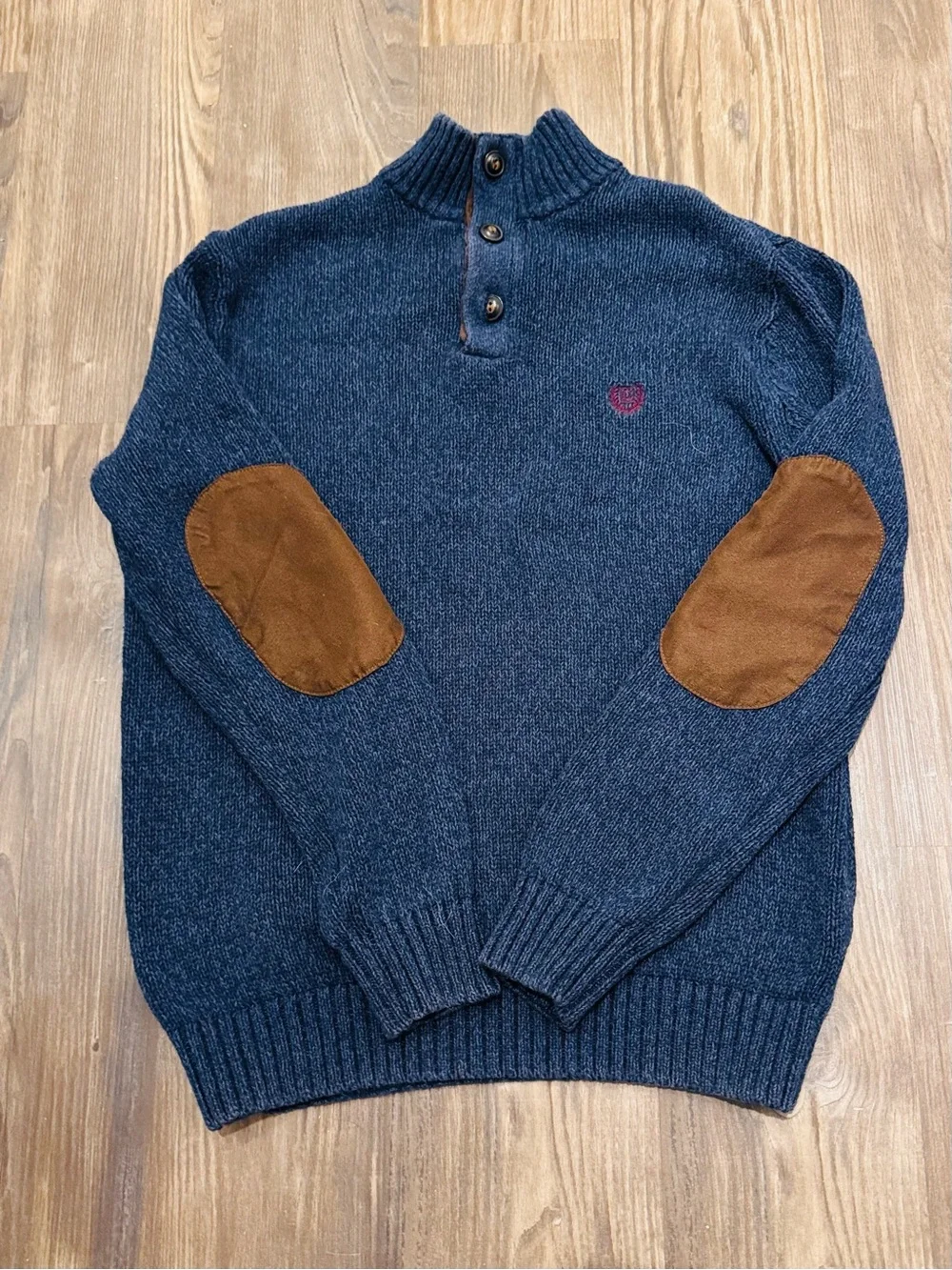 Men's Chaps by Ralph Lauren Academia 100% cotton navy sweater elbow patches