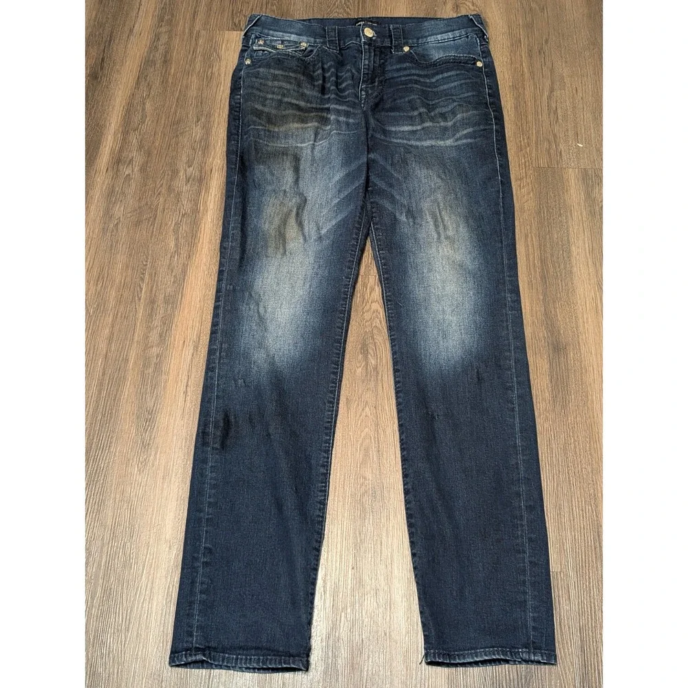 True Religion Rocco Relaxed Skinny Jeans Mens Size 33‎ Dark Wash Denim READ