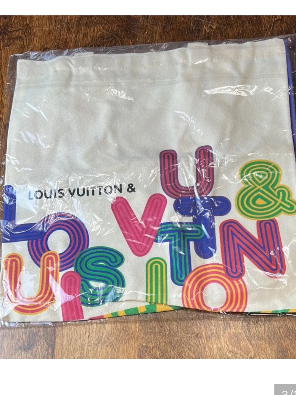 Louis Vuitton Cream Canvas Graphic Tote with Multicolor Print