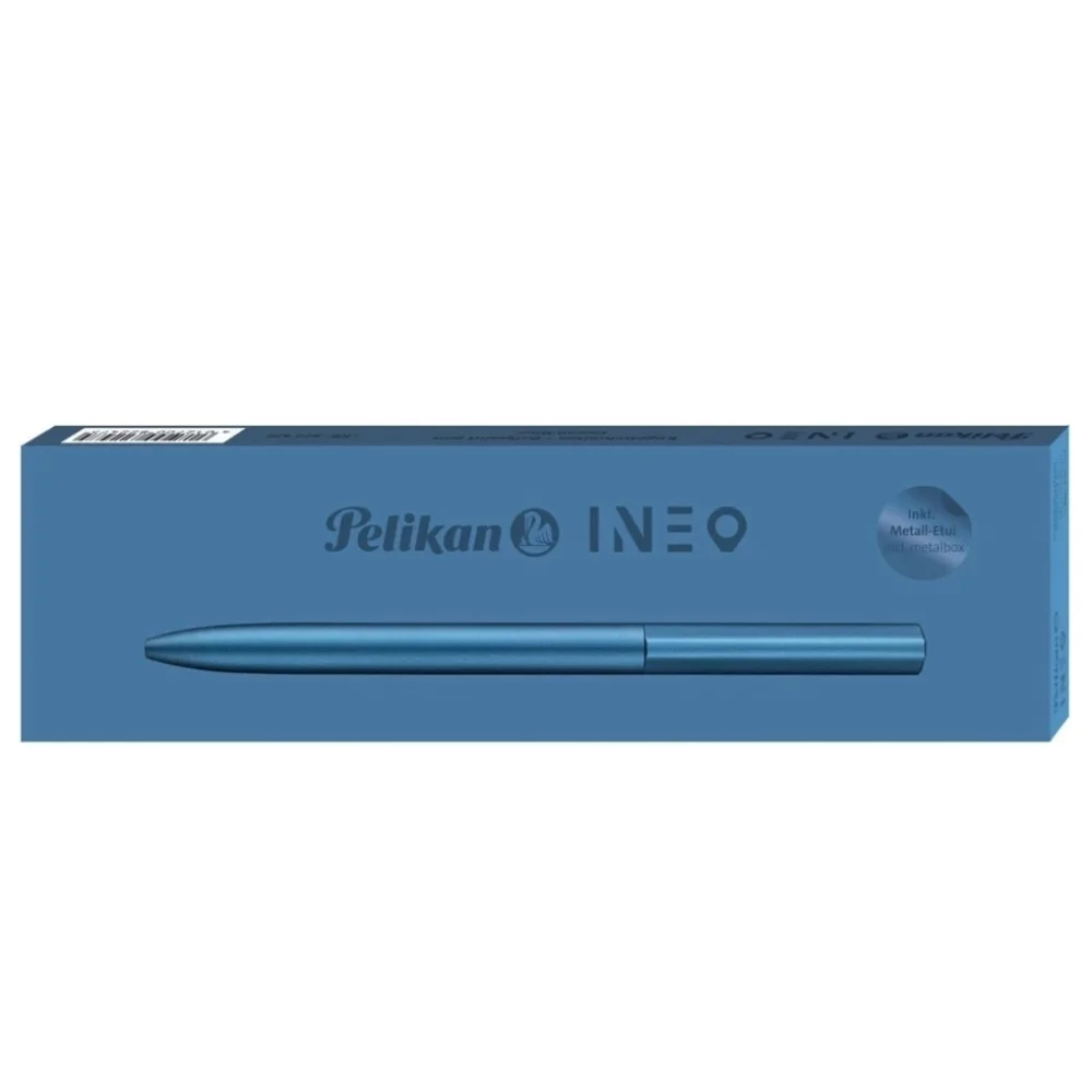3 Pelican Ineo Ballpoint Pen in Metal Gift Box, Ocean Blue
