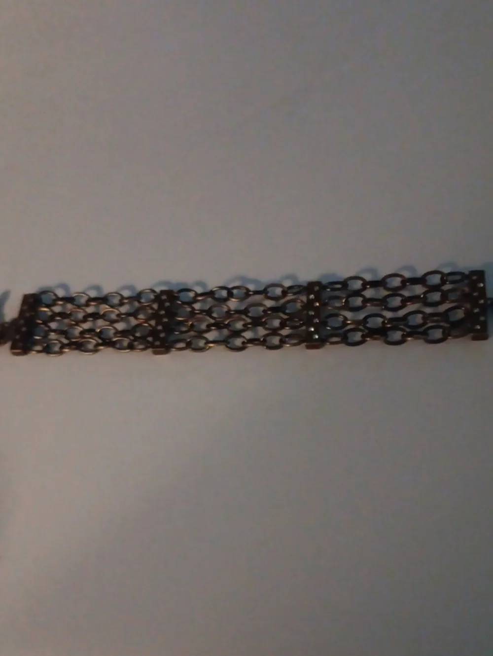 J. Crew Multi-Row Chain Bracelet in Dark Bronze With Swaroski Crystals