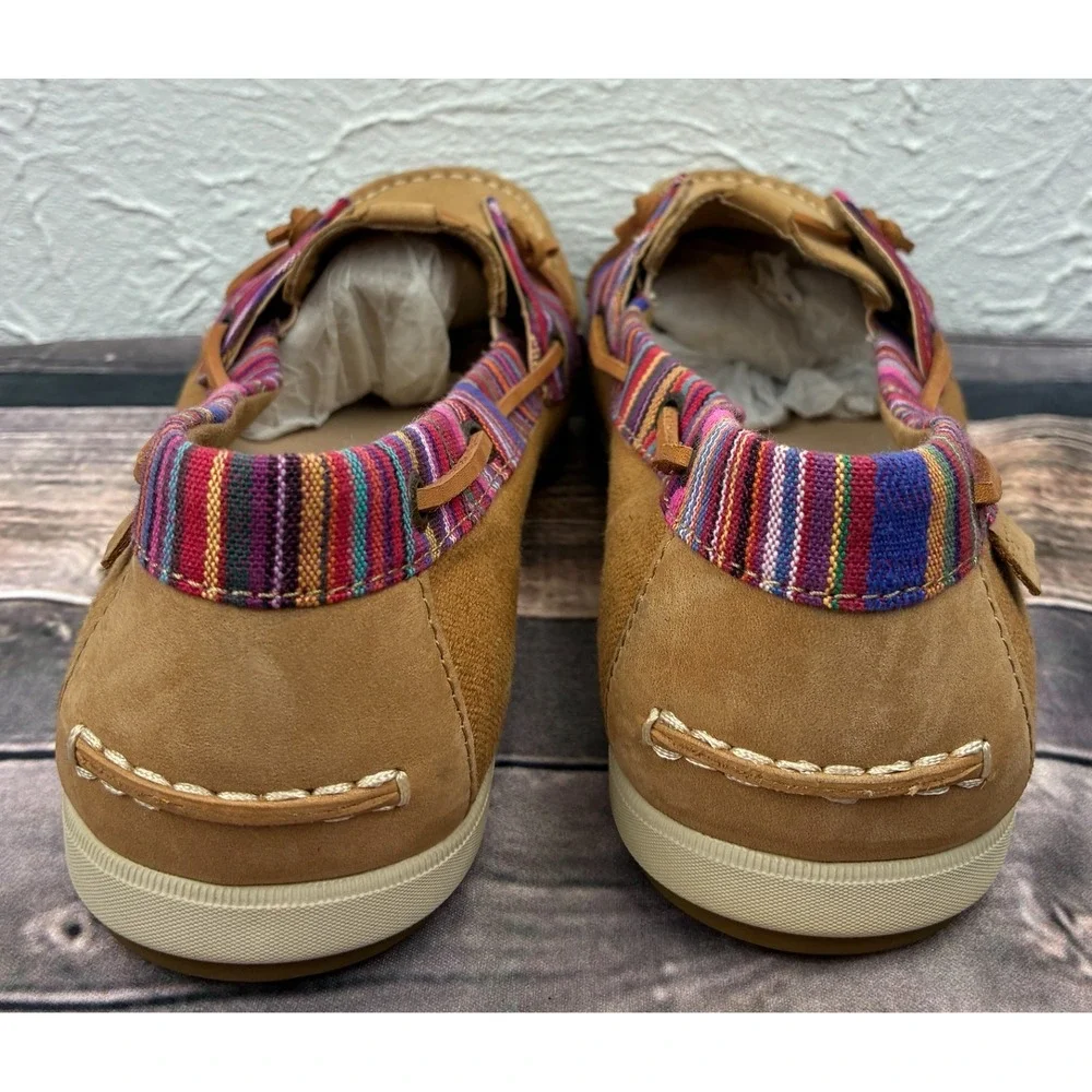 Sperry Top-Sider Koifish Boat Shoes Womens 12M Tan Pink Stripe Leather STS90216