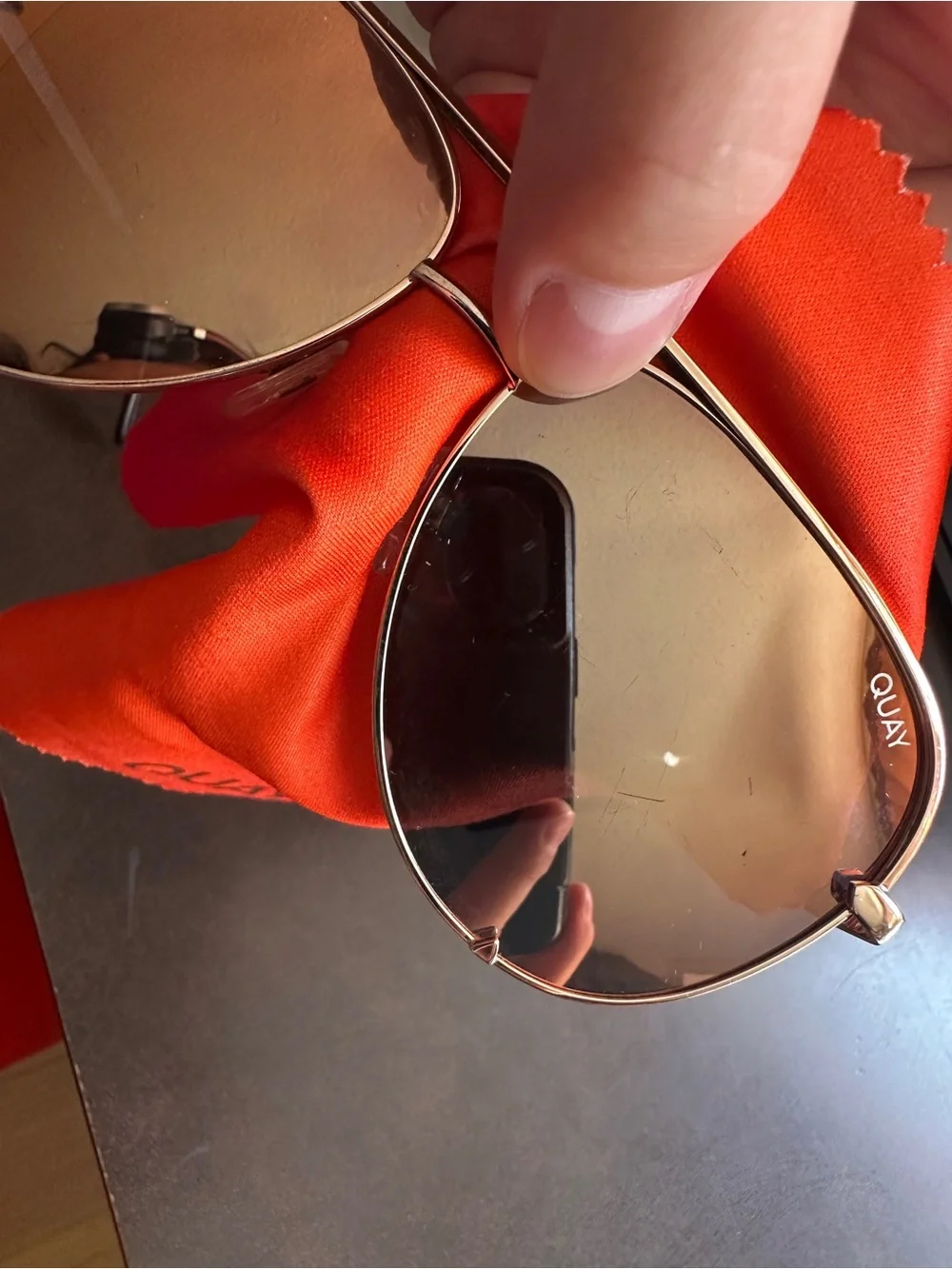 Quay Aviator Sunglasses in Gold with Brown Lenses