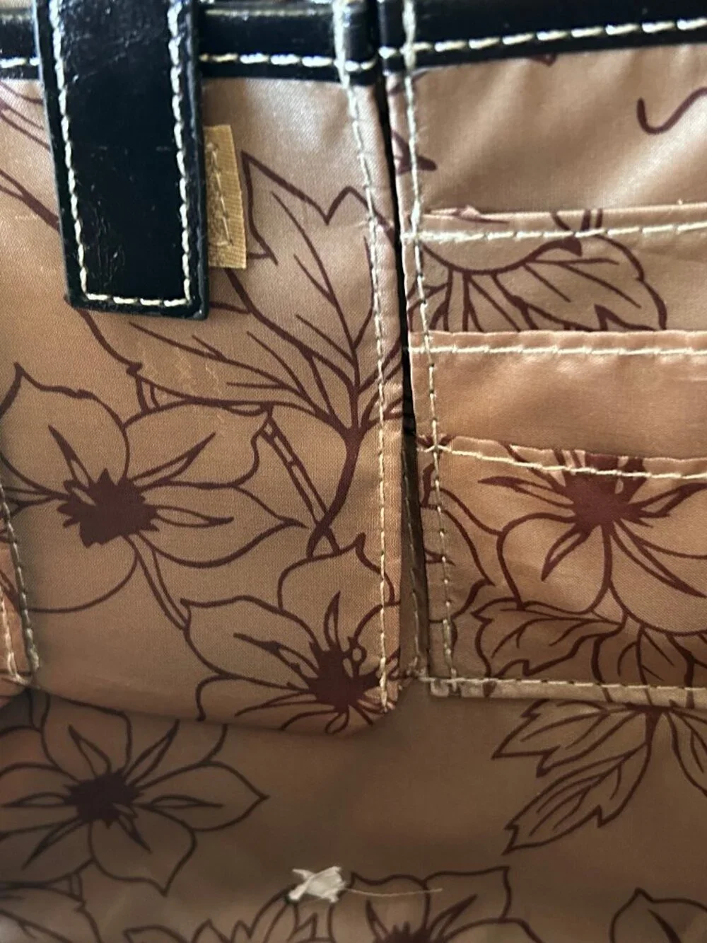 Samsonite Black Faux Leather Laptop Tote Work Bag Contrast Stitch Zip