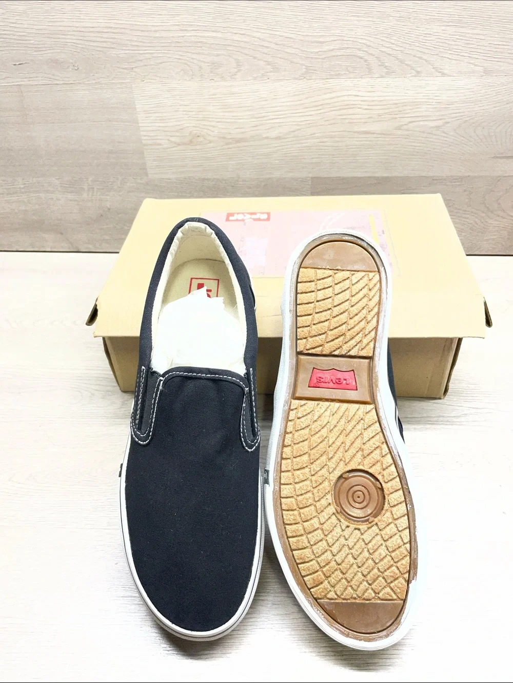 Levi's Black Canvas Slip-On Loafers for Men #434