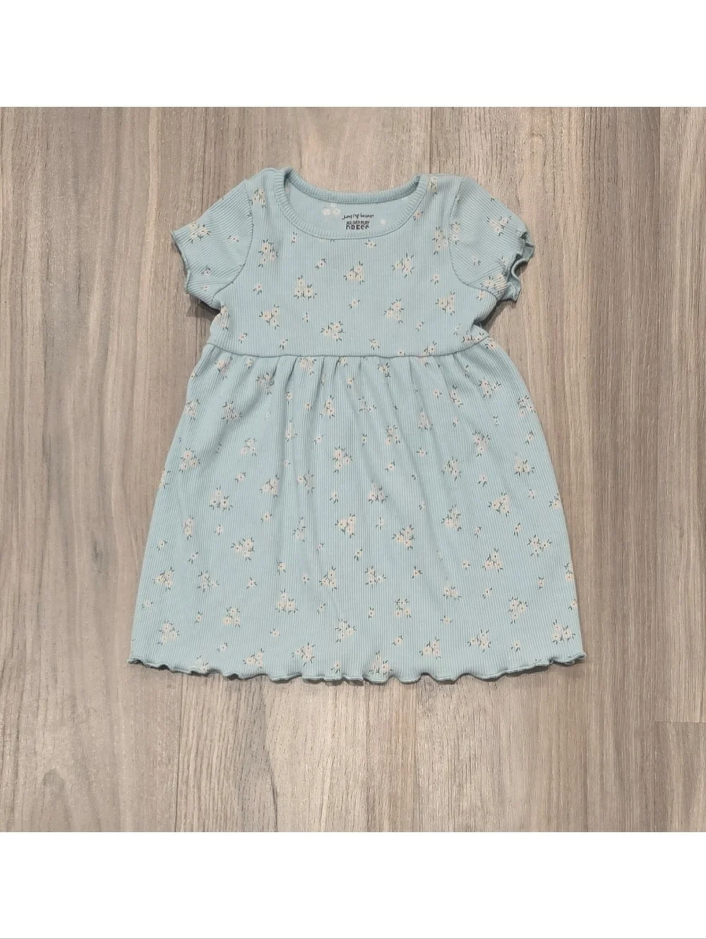 Jumping Beans Baby Girls Ribbed Floral Dress Sage Green Size 18 Months