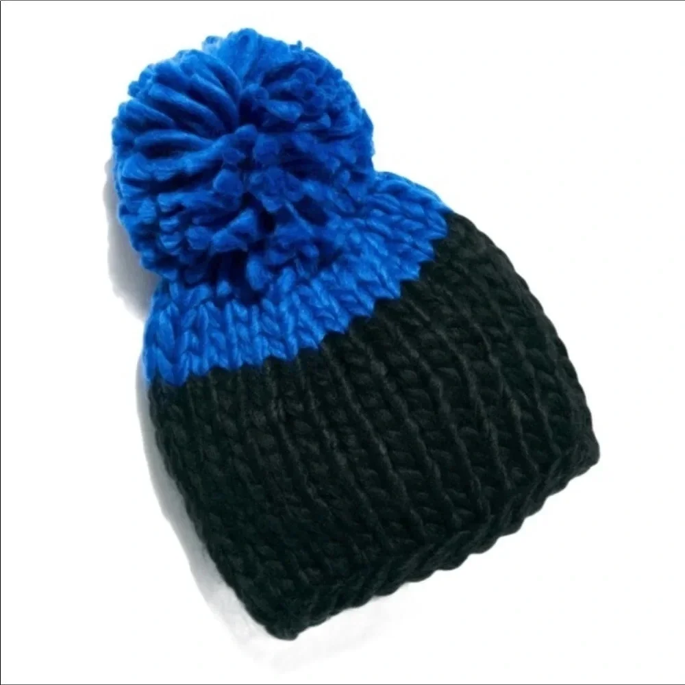 Free People Cozy Up Colorblock Beanie Knit Hat Pom