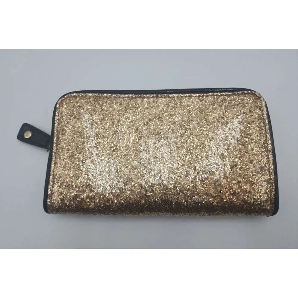 BETSEY‎ JOHNSON GOLD GLITTER SPARKLE WALLET ZIP UP