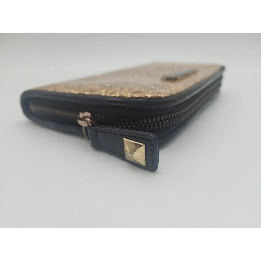 BETSEY‎ JOHNSON GOLD GLITTER SPARKLE WALLET ZIP UP