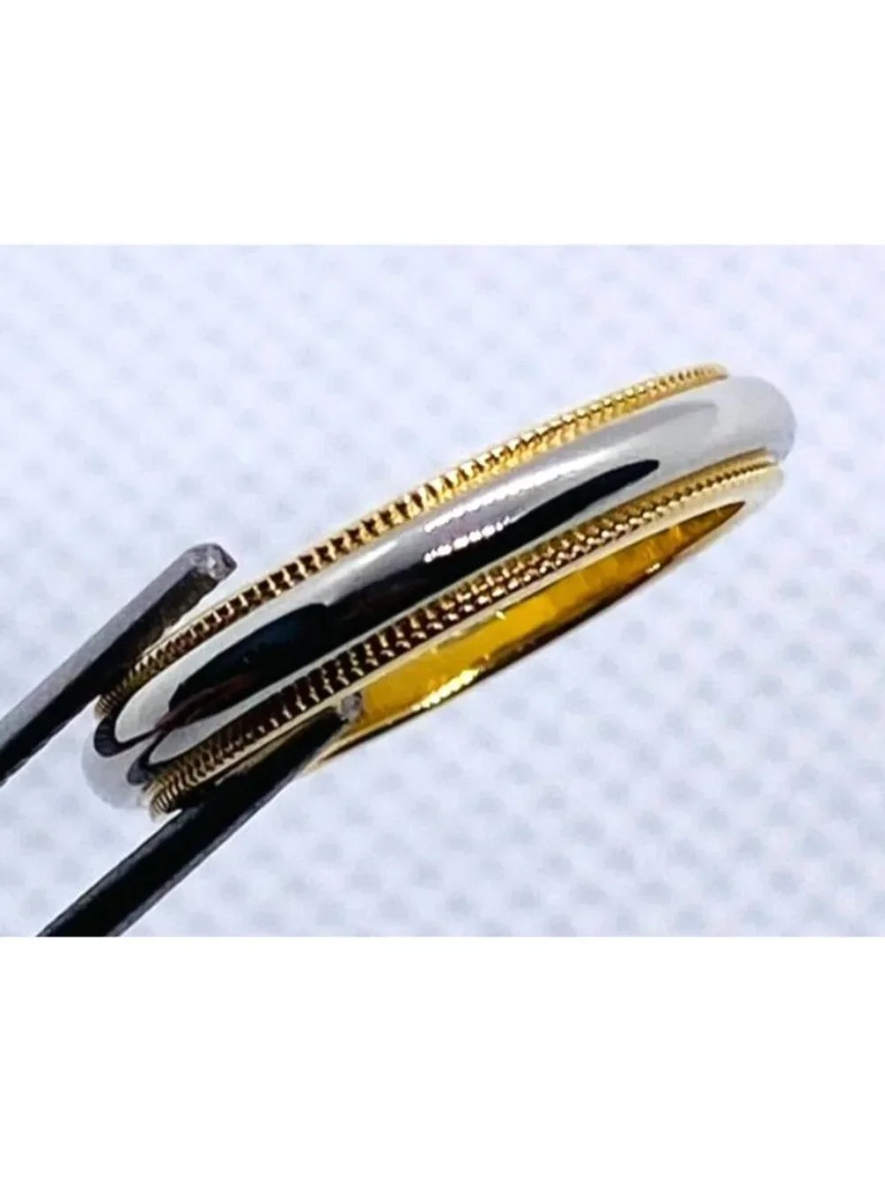 Tiffany & Co Double Milgrain Band Ring In Platinum & 18k Yellow Gold Size 4.5
