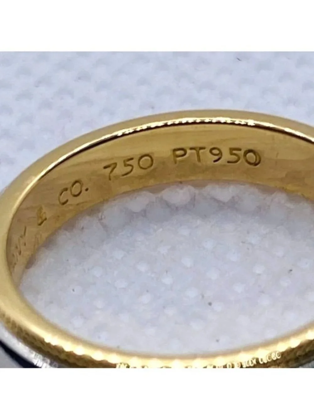 Tiffany & Co Double Milgrain Band Ring In Platinum & 18k Yellow Gold Size 4.5