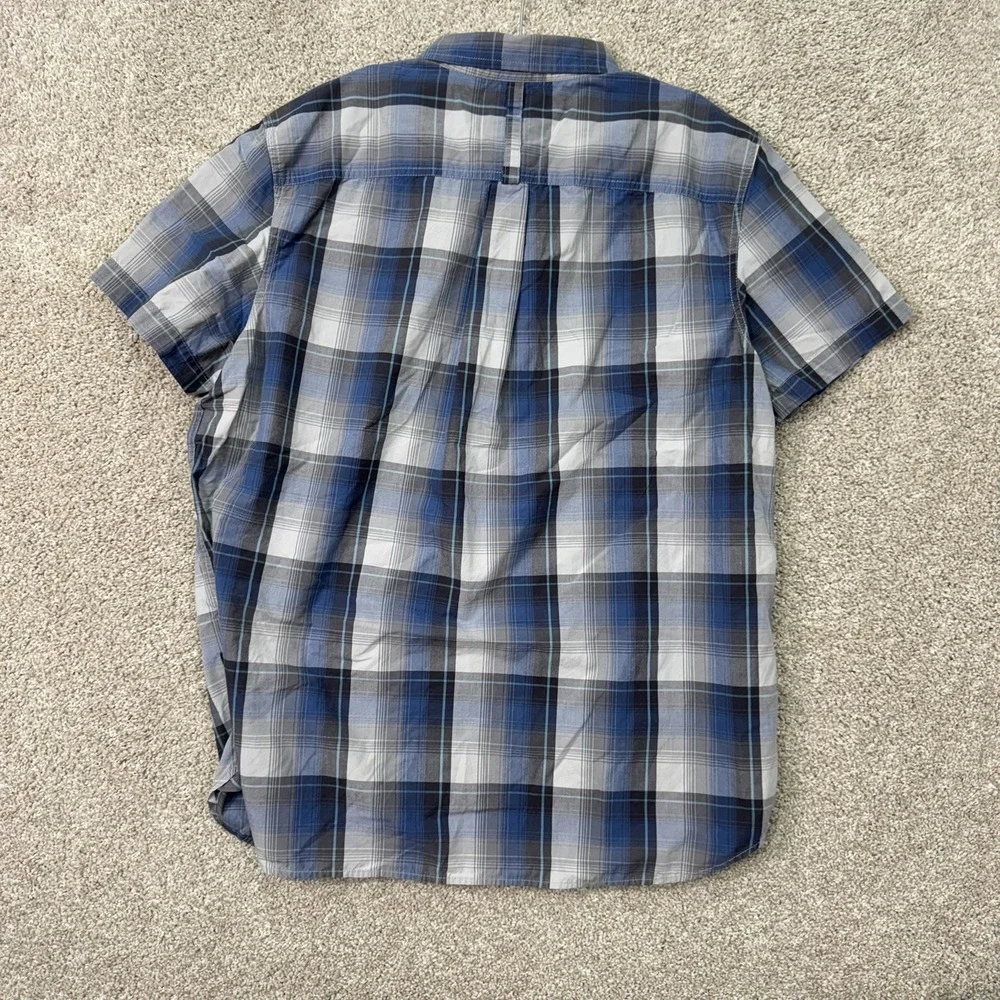 The North Face Button Down Shirt Men XL Blue Plaid Short Sleeve Casual Outdoor