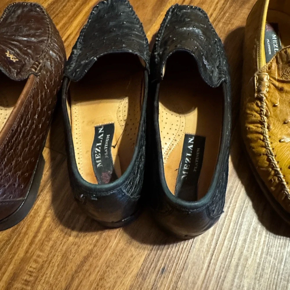 Mezlan Exotic Leather Loafers - Brown, Black, and Tan (3 pairs) Sz 8