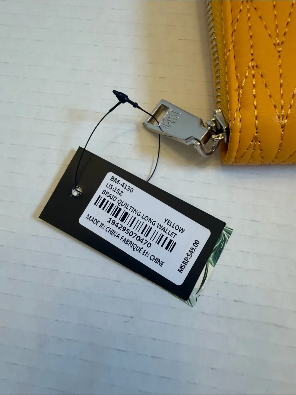 Badgley Mischka Vegan Leather Yellow Wallet with Braided Quilting (MSRP $49) NWT